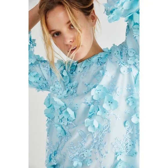 NWT Mestiza x Free People Flora Mini Dress in Aqua Blue size XS - Picture 3 of 8